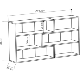 Decortie Molly 6 Shelf Anthracite Modern Interlock Corner Bookcase - Black - Wilko - thumbnail 6