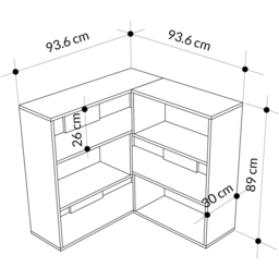 Decortie Molly 6 Shelf Anthracite Modern Interlock Corner Bookcase - Black - Wilko - thumbnail 5
