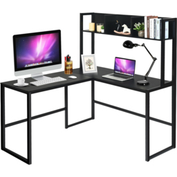 Costway 3 Shelf L Shaped Corner Computer Desk Black - Size: 139 x 60 x 23cm - Wilko - thumbnail 3