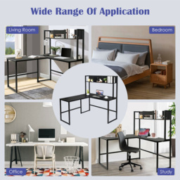 Costway 3 Shelf L Shaped Corner Computer Desk Black - Size: 139 x 60 x 23cm - Wilko - thumbnail 6