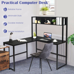 Costway 3 Shelf L Shaped Corner Computer Desk Black - Size: 139 x 60 x 23cm - Wilko - thumbnail 5