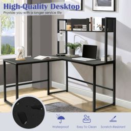Costway 3 Shelf L Shaped Corner Computer Desk Black - Size: 139 x 60 x 23cm - Wilko - thumbnail 7