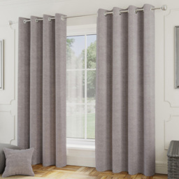 Enhanced Living Royale Silver Boucle Thermal Darkening Eyelet Curtains 168 x 229cm - Wilko