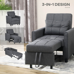 Portland Single Seater Grey Linen Pull Out Sofa Bed - Wilko - thumbnail 6
