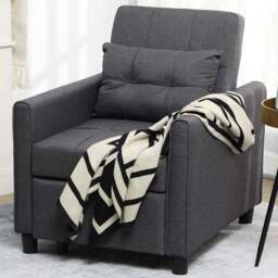 Portland Single Seater Grey Linen Pull Out Sofa Bed - Wilko - thumbnail 1