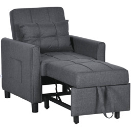 Portland Single Seater Grey Linen Pull Out Sofa Bed - Wilko - thumbnail 3