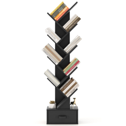Costway Single Drawer 8 Shelf Black Tree Bookshelf - Size: 84 x 27 x 20cm - Wilko - thumbnail 4