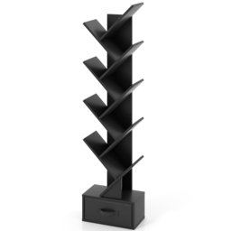 Costway Single Drawer 8 Shelf Black Tree Bookshelf - Size: 84 x 27 x 20cm - Wilko - thumbnail 3