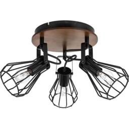 Cosylyte Kandan Matt Black 3 Light Wire Shade Spotlight - Size: 29.5 x 28.5 x 17.5cm - Brown - Wilko
