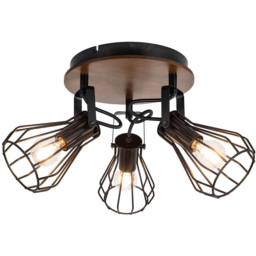 Cosylyte Kandan Matt Black 3 Light Wire Shade Spotlight - Size: 29.5 x 28.5 x 17.5cm - Brown - Wilko - thumbnail 4