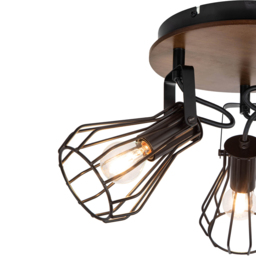 Cosylyte Kandan Matt Black 3 Light Wire Shade Spotlight - Size: 29.5 x 28.5 x 17.5cm - Brown - Wilko - thumbnail 5