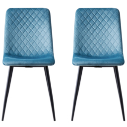 Lexi Set of 4 Light Blue Velvet Fabric Dining Chairs - Grey - MCC - Wilko - thumbnail 4