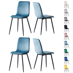 Lexi Set of 4 Light Blue Velvet Fabric Dining Chairs - Grey - MCC - Wilko - thumbnail 3