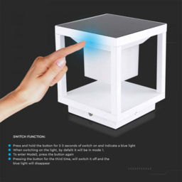 V-TAC White Warm White LED Solar Pillar Light - Size: 16.3 x 14 x 14cm - Wilko - thumbnail 4