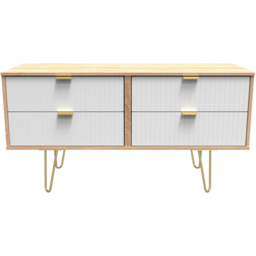 Crowndale 4 Drawer White Matt and Bardolino Oak Chest of Drawers Ready Assembled - Wilko - thumbnail 4