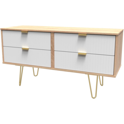 Crowndale 4 Drawer White Matt and Bardolino Oak Chest of Drawers Ready Assembled - Wilko - thumbnail 3