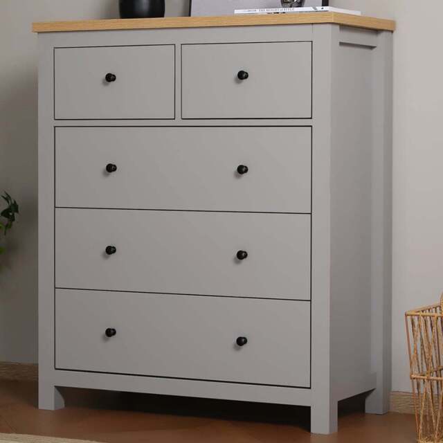 Wiltshire 5 Drawer Grey Storage Chest - Home Garden Direct - Wilko - image 1
