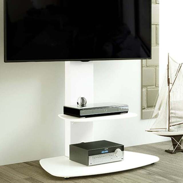 AVF Lucerne Satin White Curved Pedestal TV Unit - Size: 44.7 x 70 x 117.7cm - Wilko - image 1
