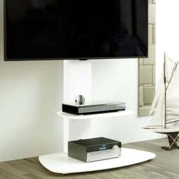 AVF Lucerne Satin White Curved Pedestal TV Unit - Size: 44.7 x 70 x 117.7cm - Wilko