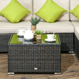 Outsunny 7 Seater Cream Rattan Corner Lounge Set - Brown - Wilko - thumbnail 4