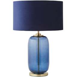 ValueLights Leigh Reni Navy Blue Velvet Shade Navy Blue Glass LED Table Lamp - Size: 52.5 x 45 x 45cm - Wilko - thumbnail 1