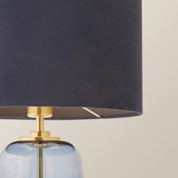 ValueLights Leigh Reni Navy Blue Velvet Shade Navy Blue Glass LED Table Lamp - Size: 52.5 x 45 x 45cm - Wilko - thumbnail 4