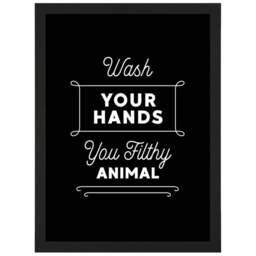 Artery8 Wash Your Hands Funny Toilet Sign Framed Wall Art Print 21 x 29.7cm - Size: 32.3 x 23.4 x 1.5cm - Black - Wilko - thumbnail 1