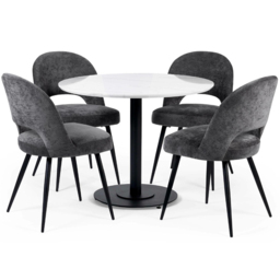 Julian Bowen Luca 4 Seater Marble-Effect Round Dining Table White - White and Black - Wilko - thumbnail 4