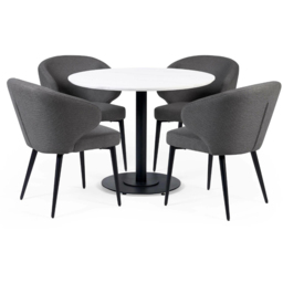 Julian Bowen Luca 4 Seater Marble-Effect Round Dining Table White - White and Black - Wilko - thumbnail 5