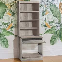 R White Cabinets 4 Shelf Printer Desk Stand with Hutch Grey - Size: 182.8 x 60 x 54cm - Wilko