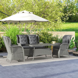 Outsunny 4 Seater Light Grey Wicker Rattan Sectional Garden Patio Sofa Set - Wilko - thumbnail 4