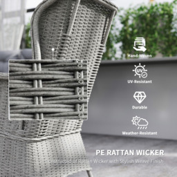 Outsunny 4 Seater Light Grey Wicker Rattan Sectional Garden Patio Sofa Set - Wilko - thumbnail 5