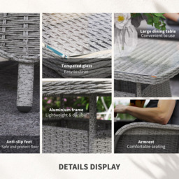Outsunny 4 Seater Light Grey Wicker Rattan Sectional Garden Patio Sofa Set - Wilko - thumbnail 7