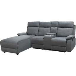 DS Living Sorento 3 Seater Grey Fabric Right Hand Chaise Corner Recliner Sofa - Wilko - thumbnail 4