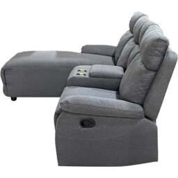 DS Living Sorento 3 Seater Grey Fabric Right Hand Chaise Corner Recliner Sofa - Wilko - thumbnail 6