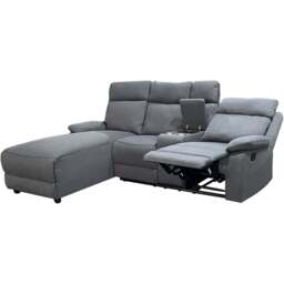 DS Living Sorento 3 Seater Grey Fabric Right Hand Chaise Corner Recliner Sofa - Wilko - thumbnail 3