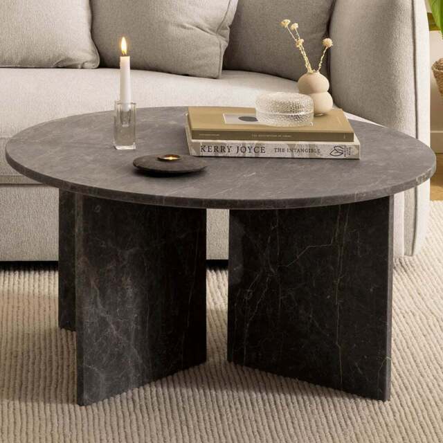 Florence Vega Marron Marble Round Coffee Table - Grey - Furniture To Go - Wilko - image 1