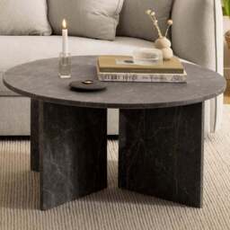 Florence Vega Marron Marble Round Coffee Table - Grey - Furniture To Go - Wilko - thumbnail 1