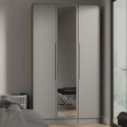 Crowndale Milan 3 Door Dusk Grey Tall Mirrored Wardrobe Ready Assembled - Wilko - thumbnail 1