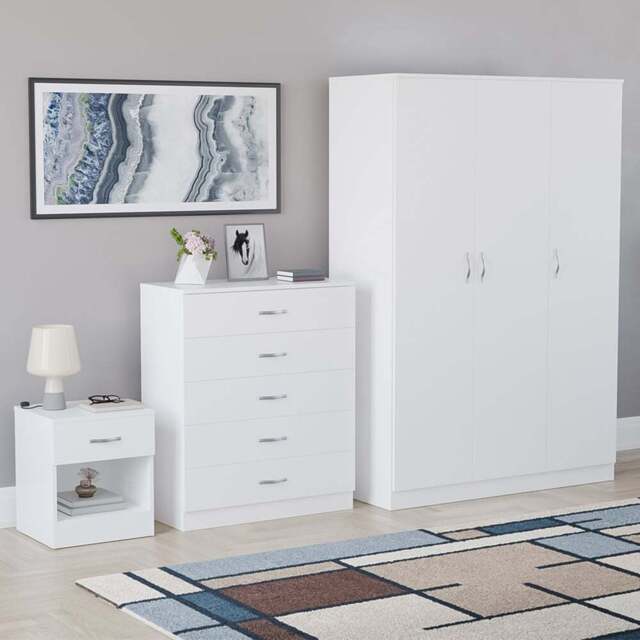 Vida Designs Riano White 3 Piece Bedroom Furniture Set - Wilko - image 1