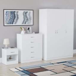 Vida Designs Riano White 3 Piece Bedroom Furniture Set - Wilko - thumbnail 1