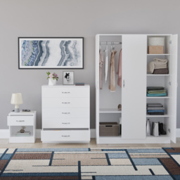 Vida Designs Riano White 3 Piece Bedroom Furniture Set - Wilko - thumbnail 4