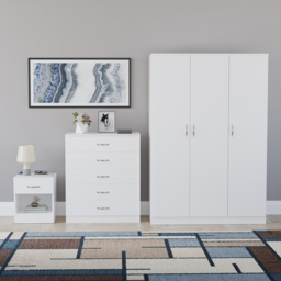 Vida Designs Riano White 3 Piece Bedroom Furniture Set - Wilko - thumbnail 3