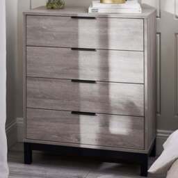 Julian Bowen Bali 4 Drawer Grey Oak Chest of Drawers - Wood - Wilko - thumbnail 1