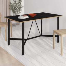 Decortie Dalma Black Wooden Dining Table with Plywood Top - Size: 75.5 x 140 x 80cm - Wilko