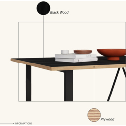 Decortie Dalma Black Wooden Dining Table with Plywood Top - Size: 75.5 x 140 x 80cm - Wilko - thumbnail 7