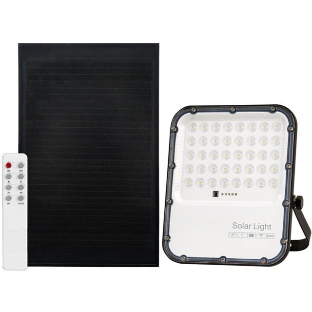 Ener-J 1800K 150W LED Floodlight with Solar Panel - Size: 26 x 9 x 41cm - Grey - Wilko - image 1