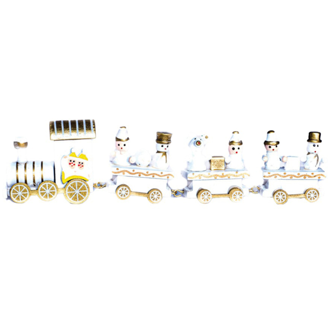 St Helens White and Gold Wooden Christmas Train Set Decoration - Size: 20 x 2 x 5cm - Multi - Wilko - image 1