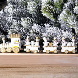 St Helens White and Gold Wooden Christmas Train Set Decoration - Size: 20 x 2 x 5cm - Multi - Wilko - thumbnail 4