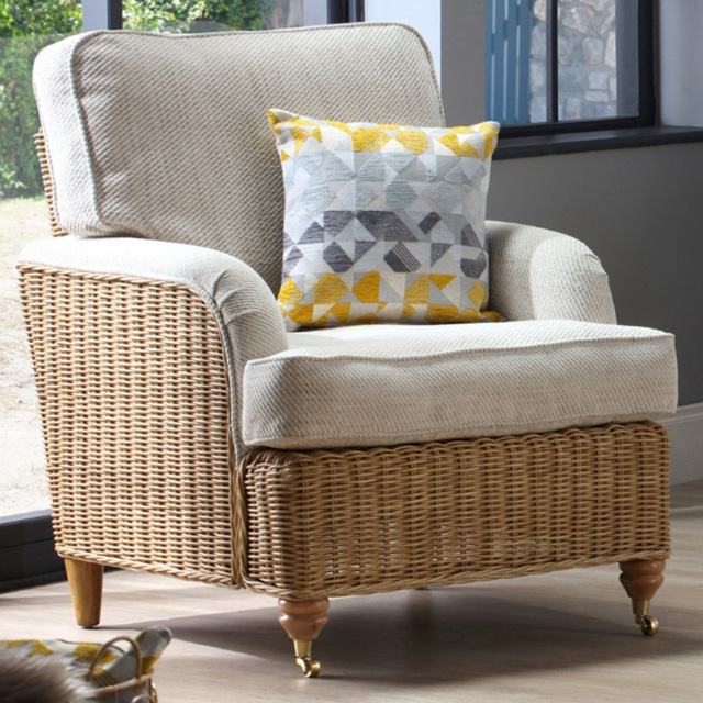 Desser Furniture Seville Light Oak Natural Rattan Jasper Armchair - Size: Single - Brown - Wilko - image 1